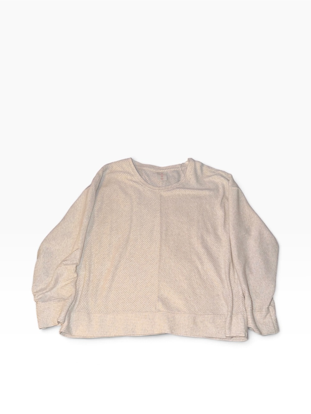 Freedly Ribbed Chevron Loungewear Sweatshirt Oatmeal Cream 1X Super Comfy